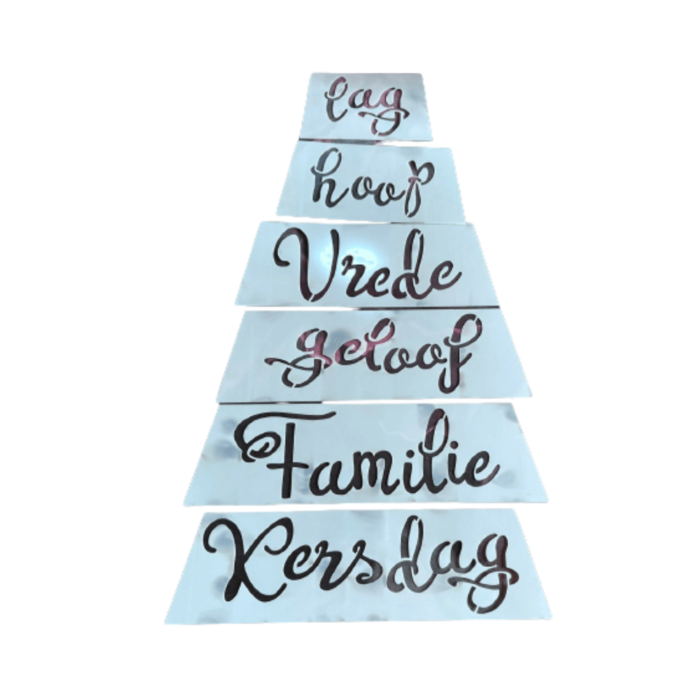 Set of 6 wording stencils Afrikaans